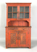 Diminutive Pennsylvania painted pine stepback cupboard ca 1810