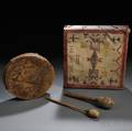 Two Painted Plains Style Drums with Beaters