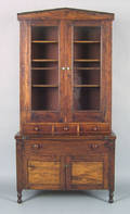 American painted pine 2part secretary mid 19th c