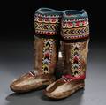 Pair of Eskimo Childs Beaded Trade Cloth and Sealskin Boots
