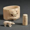 Three Eskimo Carved Walrus Ivory Souvenirs
