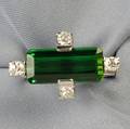 18kt White Gold Green Tourmaline and Diamond Ring