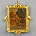 18kt Gold and Indian Miniature PendantBrooch Elizabeth Locke