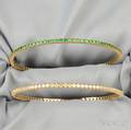 Two 14kt Gold Gemset Bangle Bracelets