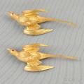 Pair of 14kt Gold and Ruby Pheasant Brooches