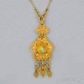 Moorishstyle Gold Opal Demantoid Garnet and Diamond Pendant Marcus  Co