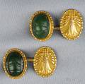 Art Nouveau Egyptian Revival 14kt Gold and Hardstone Cuff Links
