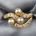 Antique 18kt Gold Pearl and Diamond Ring
