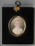 Miniature watercolor on ivory portrait of a young child 19th c