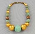 Oxidized Copper and Brass Bead Necklace Robert Lee Morris