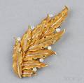 18kt Gold and Diamond Leaf Brooch M Buccellati