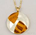 18kt Gold Motherofpearl and Tigerseye Pendant Bulgari