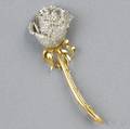 18kt Gold and Diamond Rose Brooch