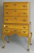 Queen Anne style diminutive maple highboy