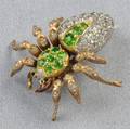 Edwardian Demantoid Garnet and Diamond Spider Brooch