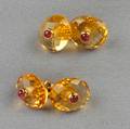 18kt Gold Citrine and Ruby Cuff Links