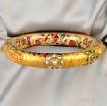 Gold and Enamel Gemset Bangle