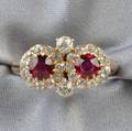 14kt Gold Ruby and Diamond Twinstone Ring