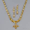 Antique Gold and Citrine Necklace and Earpendants
