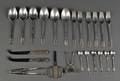 Twentytwo Pieces of Georg Jensen Beaded Pattern Sterling Silver Flatware DDenmark post 1945 six each tablespoons luncheon fo
