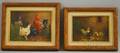 European School 19th20th Century Two Barnyard Scenes with Roosters and Chickens