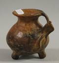 Ethnographic Pottery Footed Vessel with Monkeyform Handle