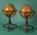 A Pair of 20inch Library Globes in Hepplewhite Stands by J  W Cary