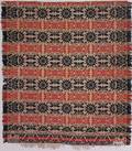 Pennsylvania red blue green and white jacquard coverlet by John Denholm