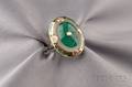 Art Deco 14kt Gold Chalcedony and Enamel Ring