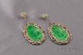 Silver Jadeite and Enamel Earpendants