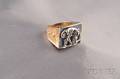 Artist Designed 14kt Gold Silver and Lapis Samson and Delilah Ring Erte