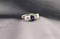 Platinum Synthetic Sapphire and Diamond Ring