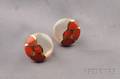 14kt Gold MotherofPearl and Coral Earclips Asch Grossbardt