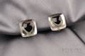 Platinum Rock Crystal and Onyx Heart Earclips MAZ