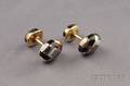 18kt Bicolor Gold Hematite and Onyx Cuff Links Angela Cummings