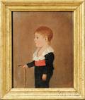 Attributed to Jacob Eicholtz American 17761842 Portrait of a Small Boy with a Cane