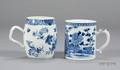 Two Large Blue and White Chinese Export Porcelain Canns