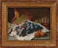 American School 19th Century Still Life of a Table Laden with Grapes Walnuts and a Glass