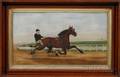 American School Late 19th Century Portrait of Trotting Horse Frank Agan and Driver