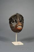 Painted Metal Cotton and Velvet Articulated Monkey Mask