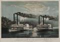Currier  Ives publishers American 18571907 A MIDNIGHT RACE ON THE MISSISSIPPI NatchezEclipse