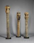 Three Large Industrial Turned Wooden Press Screws