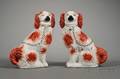 Pair of Staffordshire Pottery King Charles Spaniels