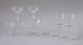 Thirty Gold Banded Colorless Glass Table Items and Ten Pieces of Orrefors Colorless Cut Glass