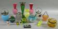 Sixteen Assorted Late Victorian Art Glass Table Items and a Porcelain Shaker