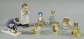 Six Beswick Beatrix Potter Ceramic Figures and Two Meissen Handpainted Porcelain Figures