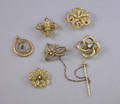 Six Edwardian Gold Seed Pearl and Diamond Brooches
