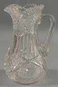 Colorless Cut Glass Water Pitcher