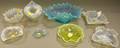Eight Assorted Vintage Modern Opalescent Glass Table Items