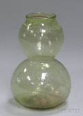 Clutha Pale Green Swirled Handblown Bubble Glass Doublegourd Vase